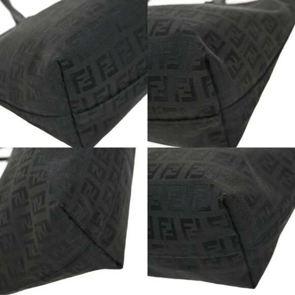 FENDI Logo Zucchino Shoulder Tote Bag Canvas Leather Black SHW Italy 76YH755 - Picture 7 of 14